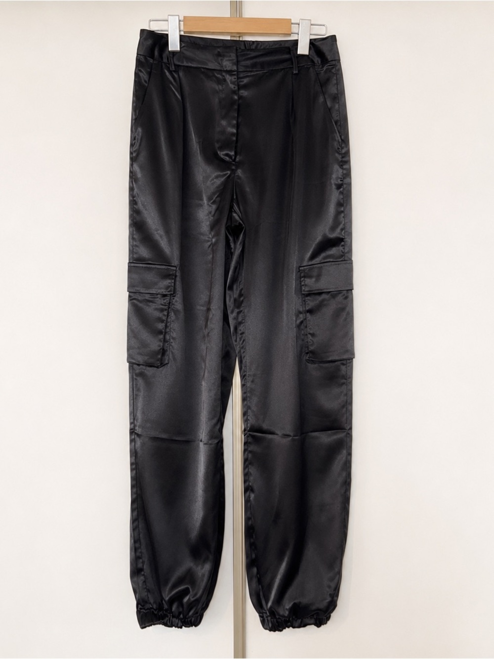 Black Satin Cargo Pants Size Small US2